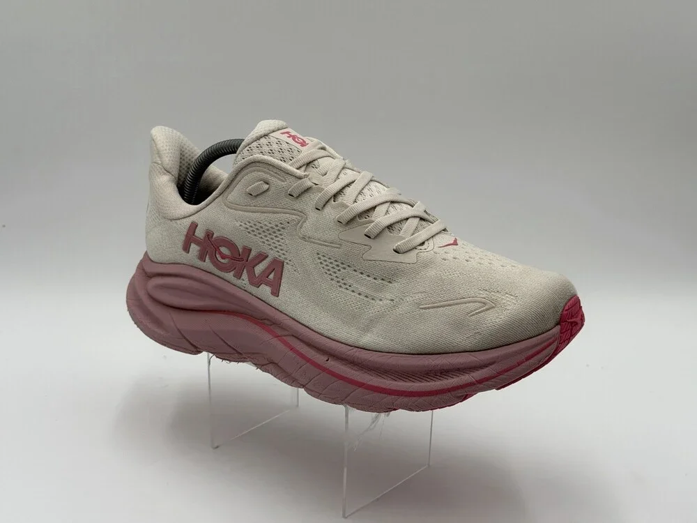 Hoka One Clifton 10 Wide Women's Size US 11D Rose Cream /Dried Rose Sneakers.